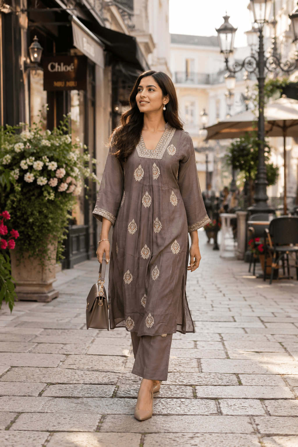 Mul Chanderi Kurta set